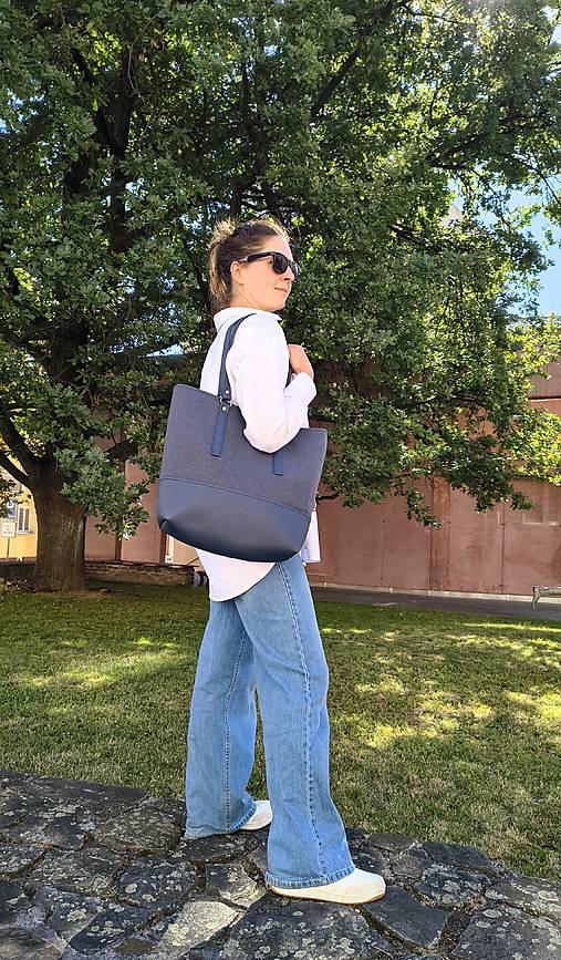 Veľké tašky - Emma shopper bag navy modrá - 18476218_