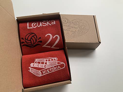Maľované ponožky s titulom a menom učiteľské/narodeninové červené