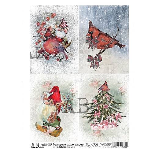 Ryžový papier A4 - vianočný škriatok - AB studio - 0952