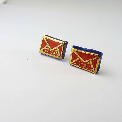 Náušnice - TANA hand made jewellery - keramika/zlato - 18478544_