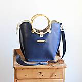 Veľké tašky - Leather handbag *Navy* - 18478691_