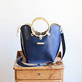 Veľké tašky - Leather handbag *Navy* - 18478696_