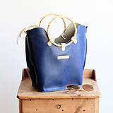 Veľké tašky - Leather handbag *Navy* - 18478697_