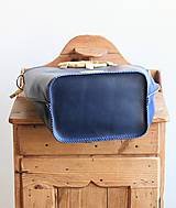 Veľké tašky - Leather handbag *Navy* - 18478699_