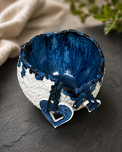 Nádoby - Keramická miska Nočný príliv, priemer 14 cm - 18479690_