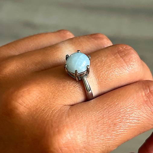ZĽAVA 40% Natural Aquamarine Ag925 Silver Ring Rhodium  / Strieborný prsteň s akvamarínom prírodným ródiovaný E063