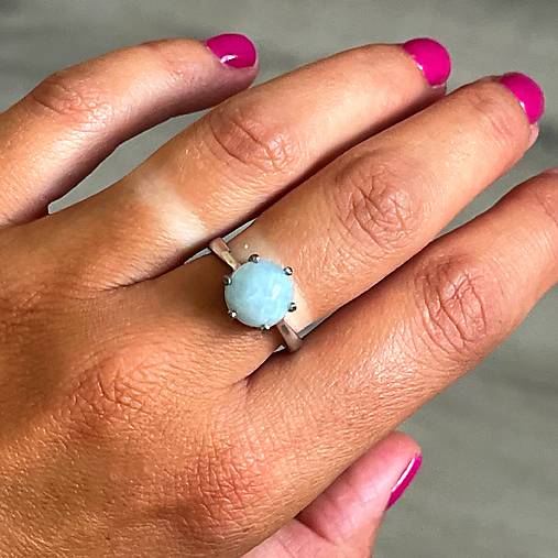 ZĽAVA 40% Natural Aquamarine Ag925 Silver Ring Rhodium  / Strieborný prsteň s akvamarínom prírodným ródiovaný E063