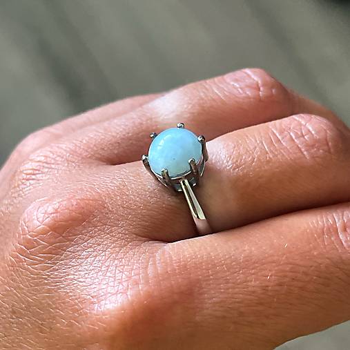 ZĽAVA 40% Natural Aquamarine Ag925 Silver Ring Rhodium  / Strieborný prsteň s akvamarínom prírodným ródiovaný E063