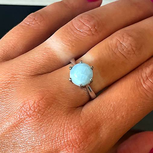 ZĽAVA 40% Natural Aquamarine Ag925 Silver Ring Rhodium  / Strieborný prsteň s akvamarínom prírodným ródiovaný E063