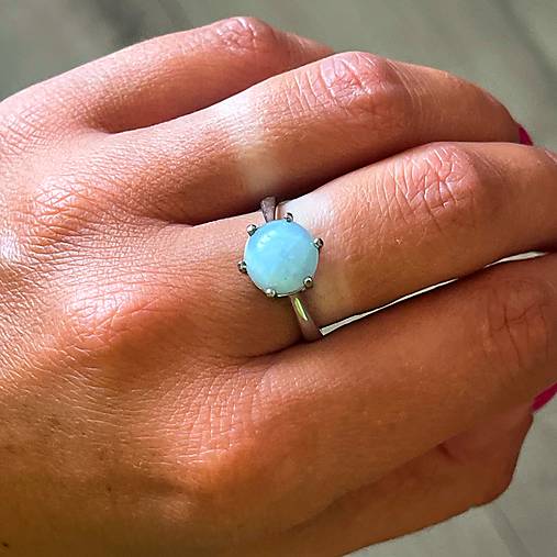 ZĽAVA 40% Natural Aquamarine Ag925 Silver Ring Rhodium  / Strieborný prsteň s akvamarínom prírodným ródiovaný E063
