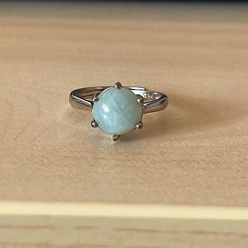 ZĽAVA 40% Natural Aquamarine Ag925 Silver Ring Rhodium  / Strieborný prsteň s akvamarínom prírodným ródiovaný E063