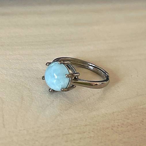 ZĽAVA 40% Natural Aquamarine Ag925 Silver Ring Rhodium  / Strieborný prsteň s akvamarínom prírodným ródiovaný E063