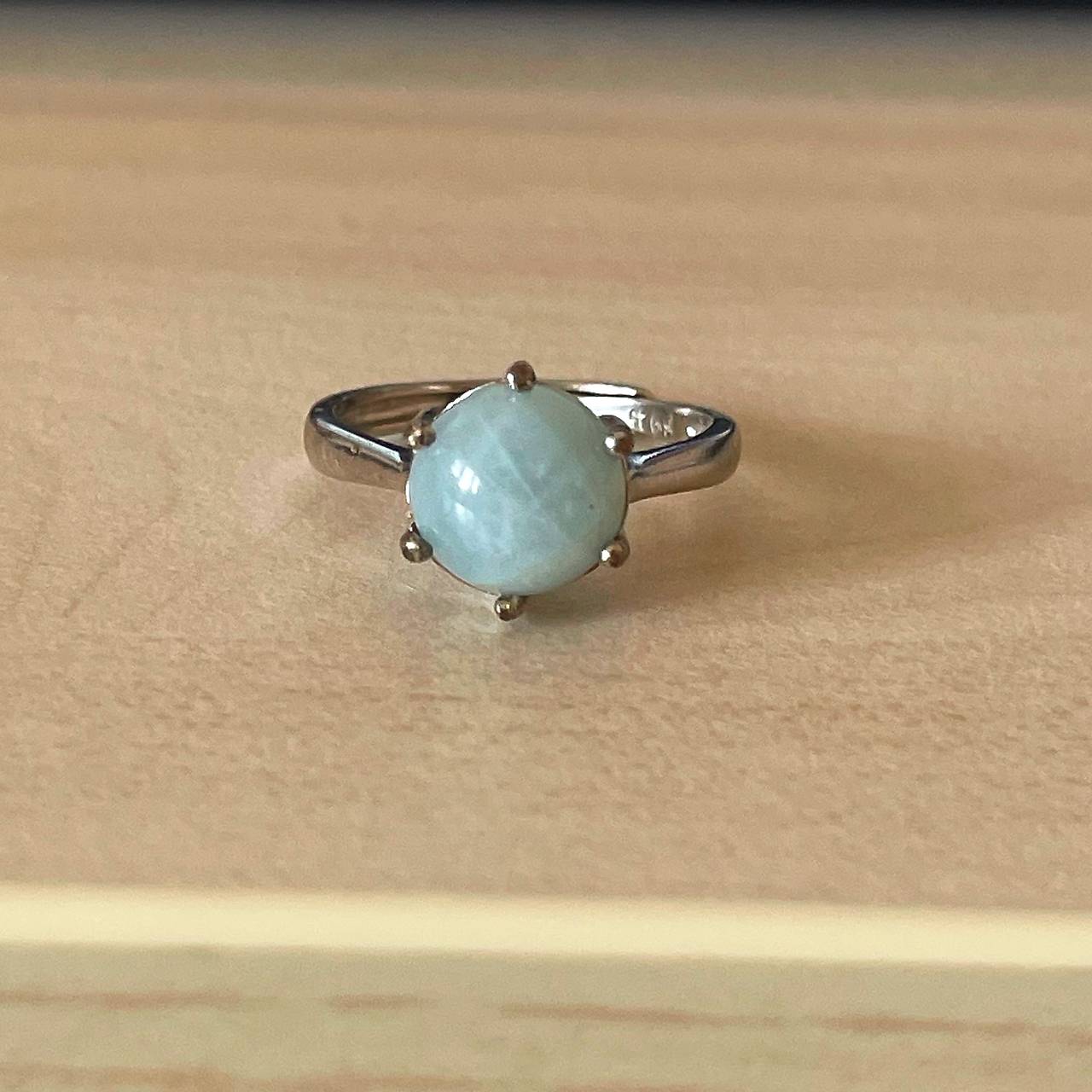 ZĽAVA 40% Natural Aquamarine Ag925 Silver Ring Rhodium  / Strieborný prsteň s akvamarínom prírodným ródiovaný E063