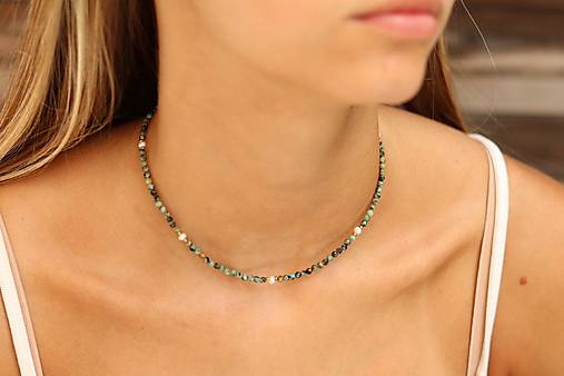 Choker africký tyrkys, perly