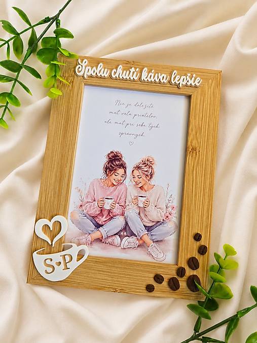 Rámiky - Personalizovaný fotorámik pre kamarátku | Spolu chutí káva lepšie - 18481640_