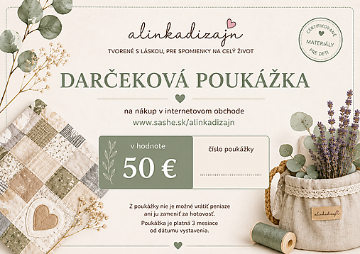 Darčekové poukážky - Darčeková poukážka v hodnote 50€ - 18483143_