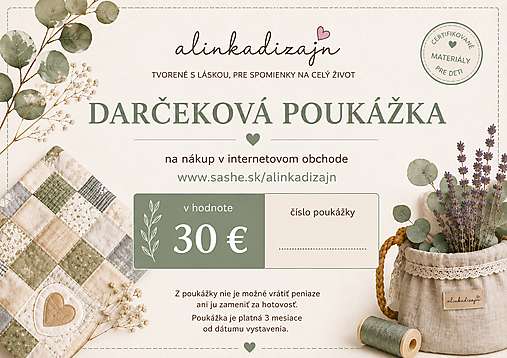 Darčekové poukážky - Darčeková poukážka v hodnote 30€ - 18483145_