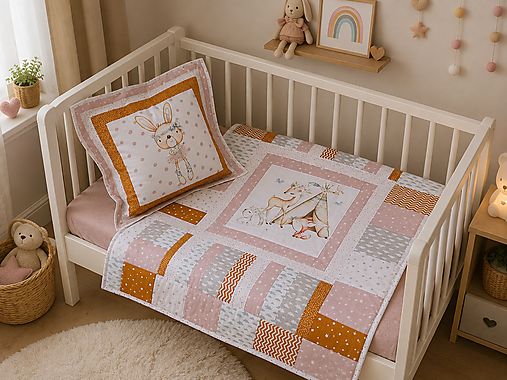 Detský textil - Pastelová deka so srnkou - 18485300_