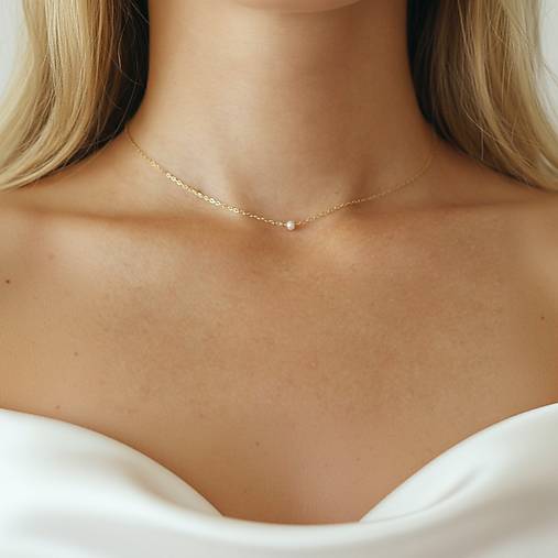 Náhrdelníky - IRIS | Minimalistický náhrdelník s perlou (gold filled) - 18484507_