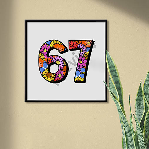 Grafika - Grafika Six seven (alebo iný iniciál či číslo) - floral - 18485567_