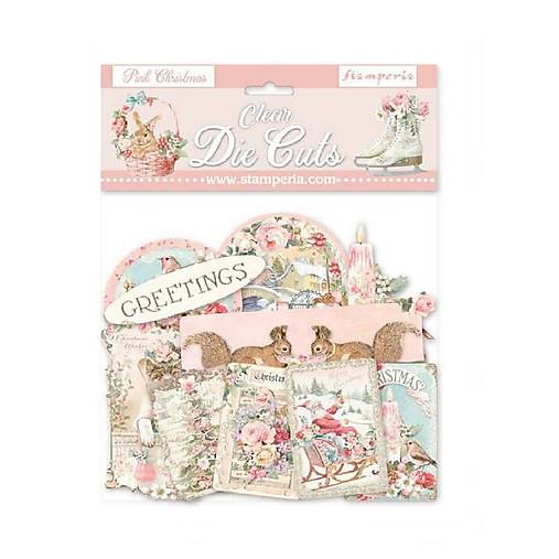 Polotovary - Výrezy z acetátovej fólie Stamperia Pink Christmas - 18487682_