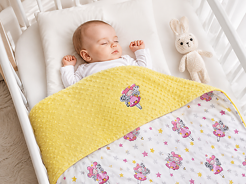 Detský textil - Minky žltá deka s vílami - 18488624_