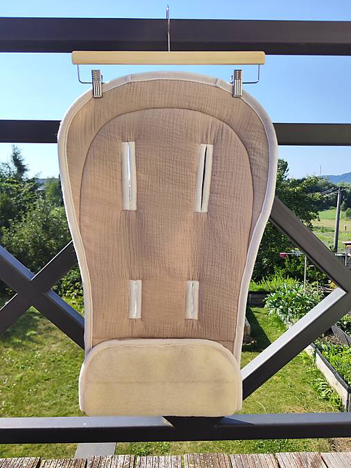 Detský textil - VLNIENKA podložka do kočíka BUGABOO Donkey  100% WOOL Merino Natural 100% Mušelin Beige - 18489264_