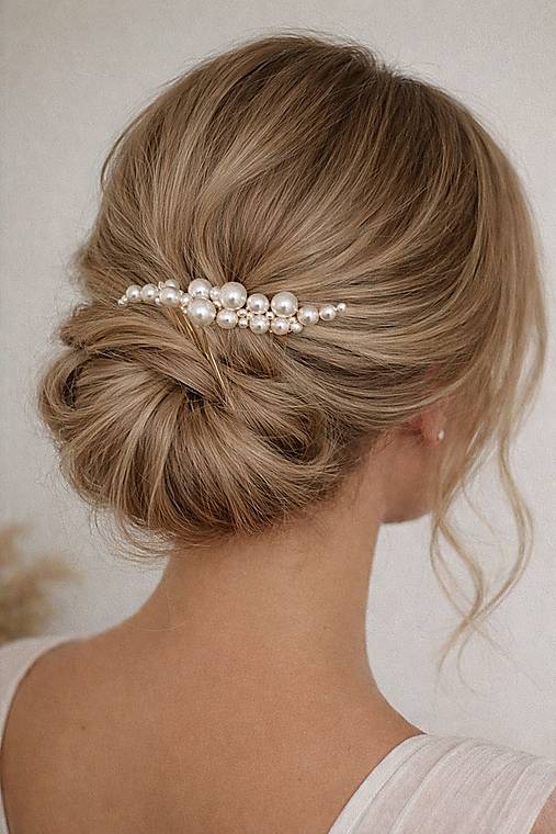 Perlový hrebienok do vlasov (13 cm)