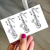 Tetovačky - Dočasné tetovačky Tiny Tattoos Saxofón 3ks T0106 - 18488860_