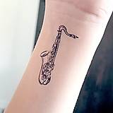 Tetovačky - Dočasné tetovačky Tiny Tattoos Saxofón 3ks T0106 - 18488866_