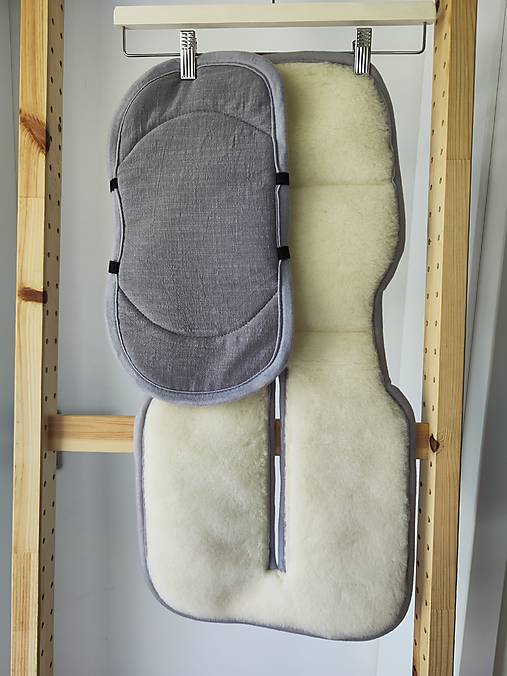 Detský textil - VLNIENKA Podložka do autosedačky Axkid One 3 100% MERINO TOP SUPER WASH Natural 100% ľan šedý - 18490860_