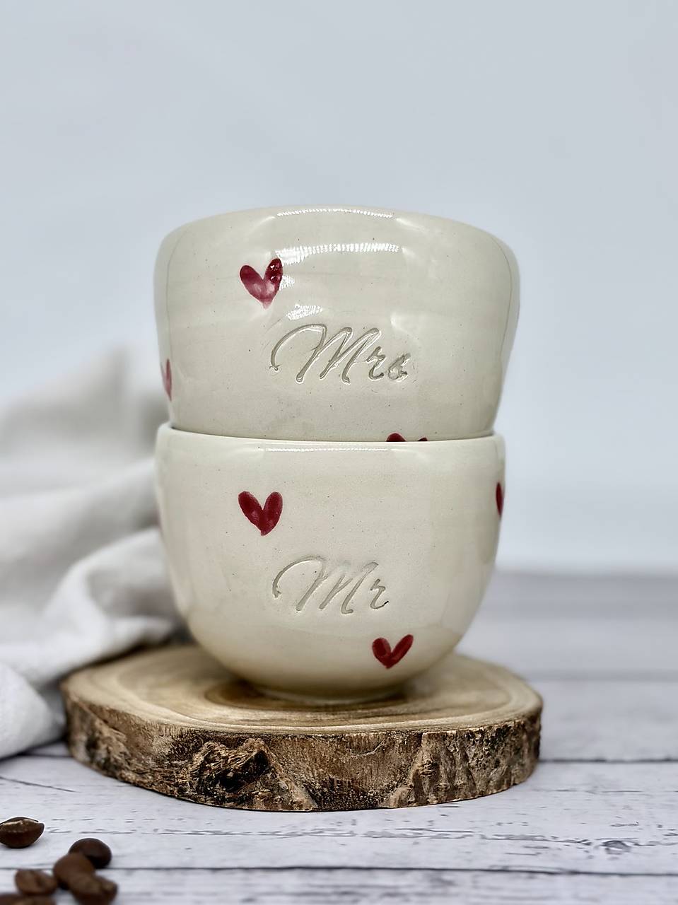 Love - set pohárikov cappuccino Mr, Mrs Limited špec. (180ml, bez uška)