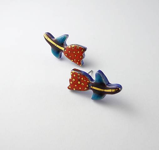 Náušnice - TANA hand made jewellery - keramika/zlato - 18495639_