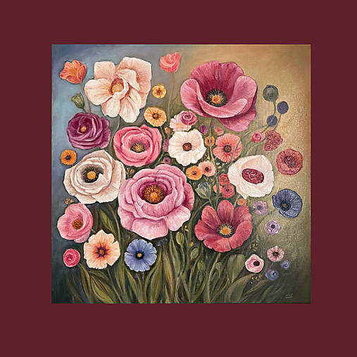 Obrazy - Kvety_olej 60x60 - 18495866_
