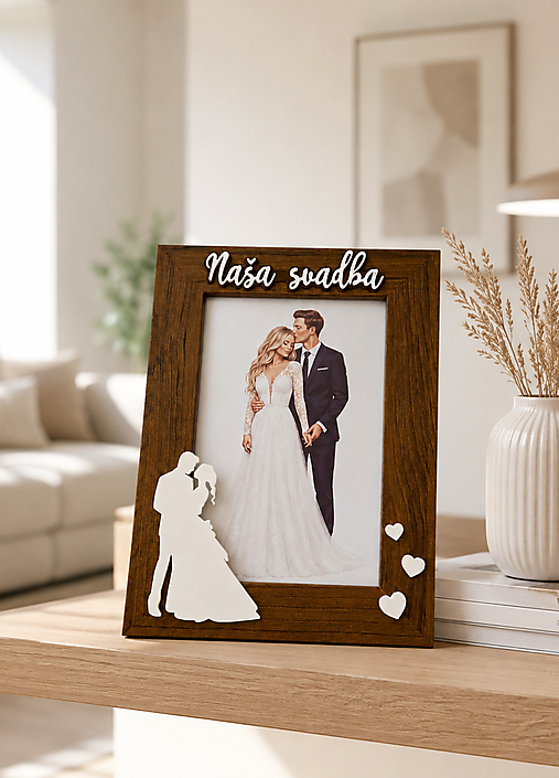 Rámiky - Svadobný fotorámik Naša svadba | Darček pre novomanželov - 18496694_