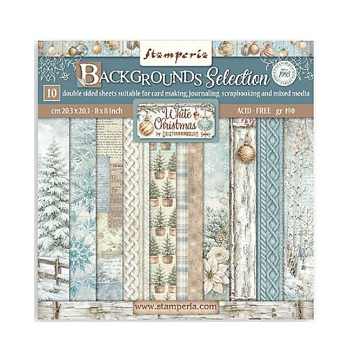 Papier - Scrapbook papier - White Christmas Backgrounds - Stamperia  - 8x8 - 18496918_