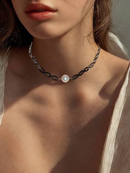 Náhrdelníky - Originálny náhrdelník - chocker LIIL perla - 18500571_
