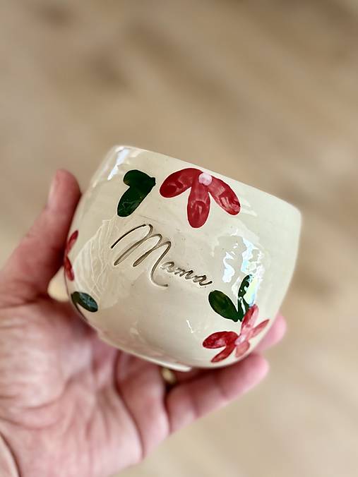 Červené Kvety - pohárik latte elegán mama limited (330ml, bez uška)