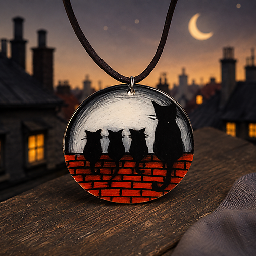 Náhrdelníky - Náhrdelník Mačky na streche - 18500905_