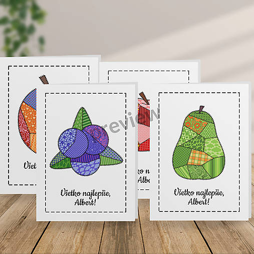 Papiernictvo - Fruit patchwork - pohľadnica s vlastným menom - 18501193_