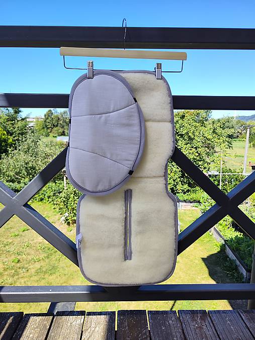 Detský textil - VLNIENKA Podložka do autosedačky  Joie Steadi 100% Merino Top Super wash Natural 100% lan svetlo šedý - 18502707_
