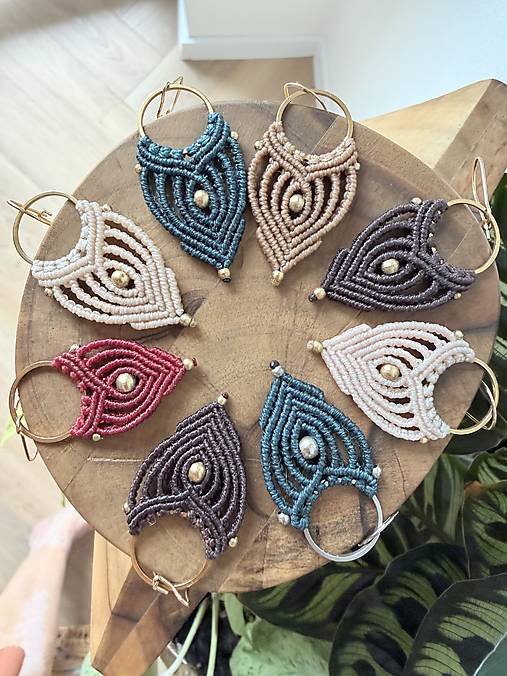 Náušnice - Macrame hojdavé náušnice- obľúbené - 18502917_