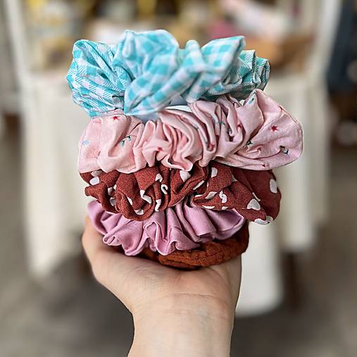 Bavlnená/Ľanová scrunchies gumička do vlasov