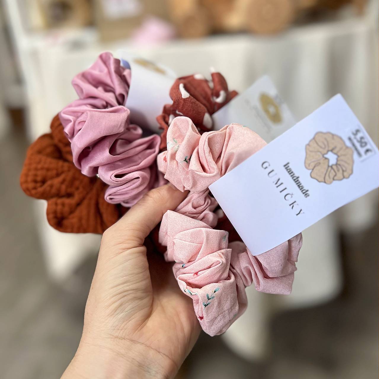 Bavlnená/Ľanová scrunchies gumička do vlasov