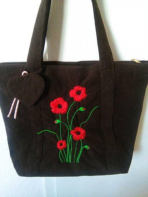 Kabelky - Poppies (ručne vyšívaná kabela, taška, chopper) - 18503930_