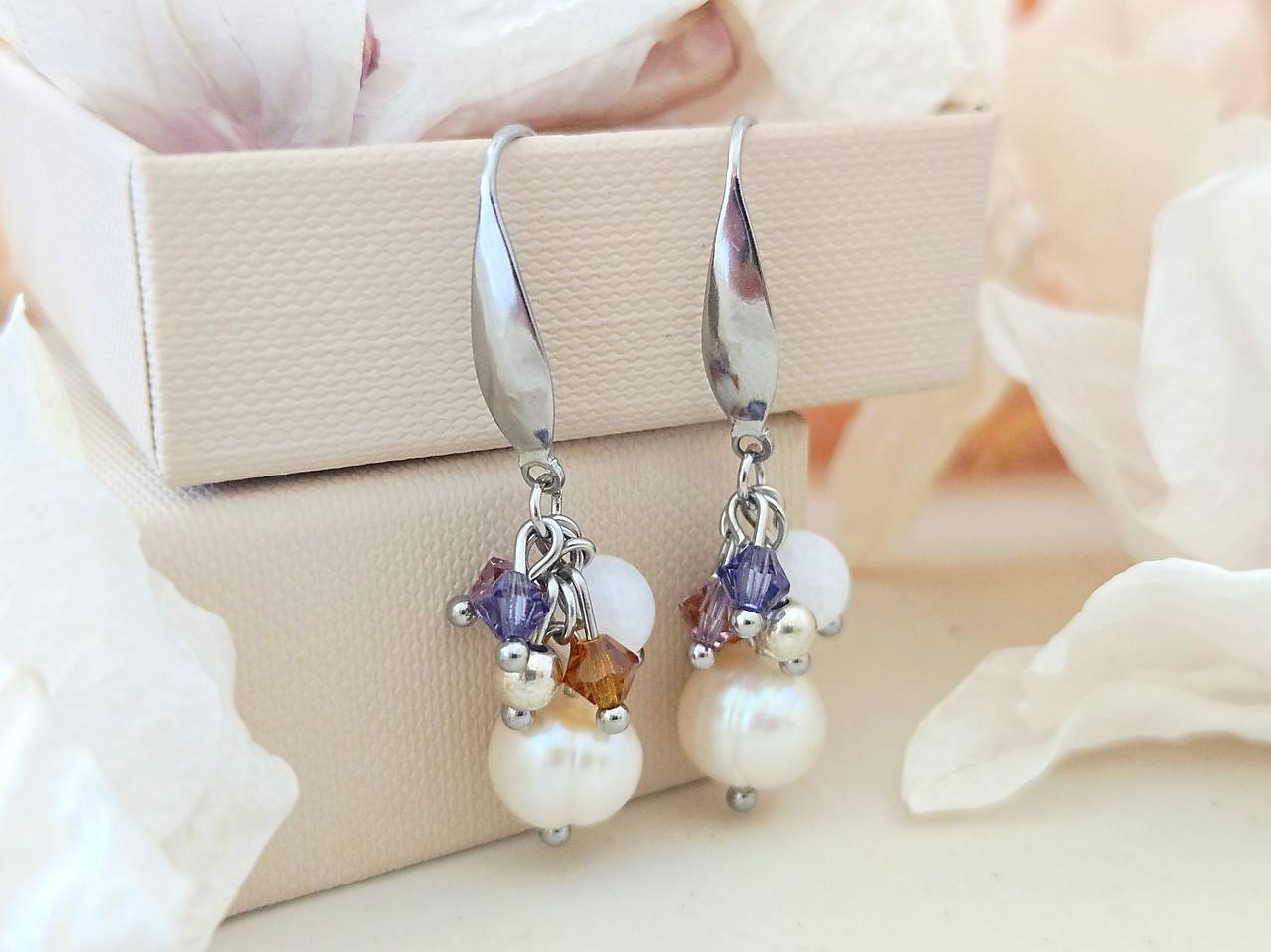 Náušnice Swarovski Crystals s riečnou perlou