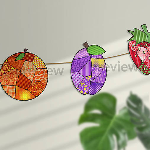 Tabuľky - Fruit patchwork girlanda - 18506848_