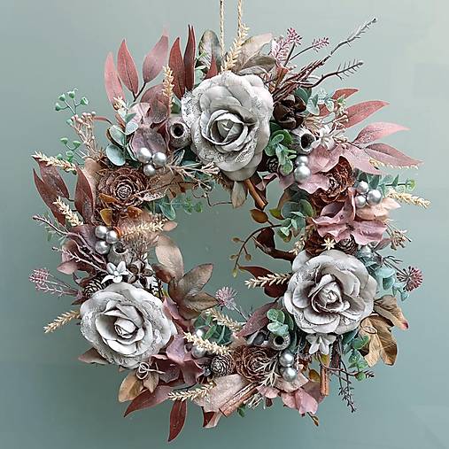 Dekorácie - Veniec s růžami Shabby Chic - 18509751_