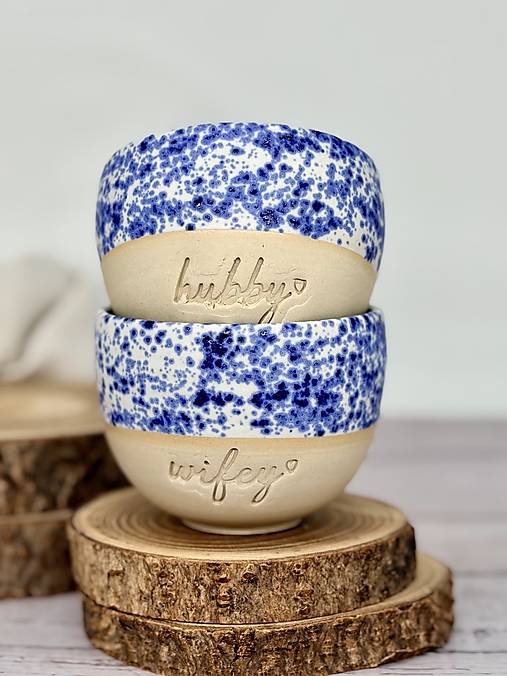 Blue - set pohárikov cappuccino Wifey, Hubby Limited (200ml, bez uška)