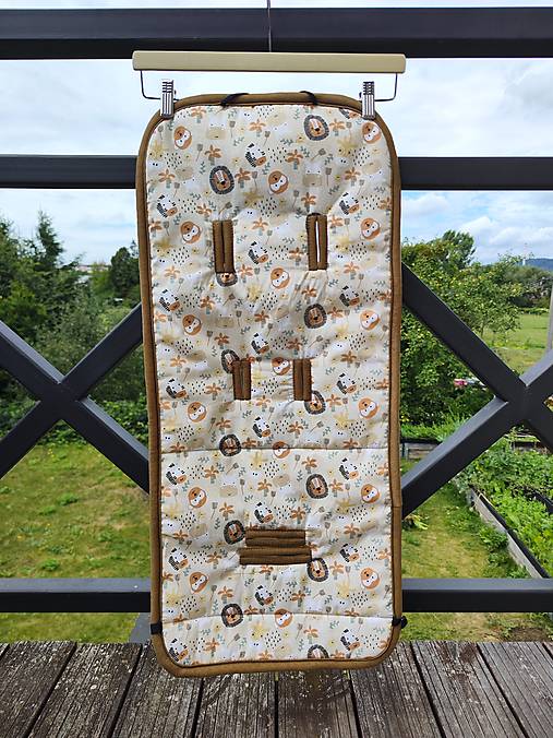 Detský textil - Podložka do kočíka Carrello bravo Plus 100% Merino top super wash Natural Zvieratká safari - 18510911_